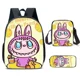thumbnail image 1 of 3D New Cartoon Labubu Primary and Secondary School Bags Children's Backpack Backpack Three-piece Set of School Gifts, 1 of 3