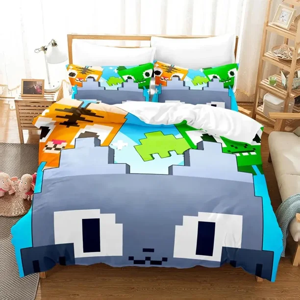 v2106 Bed Sheets Cat Pet Simulator X Bedding Set Single Twin Full Queen King Size Aldult Bed Set Boys Bedroom Duvet Cover Sets Anime Bed Sheet Se 3-Piece Bedding Set (1 Duvet Cover + 2 Pillow Shams) B