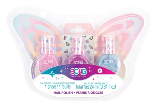 3C4G - Esmalte De Uñas Y Stickers Mariposa 3Ú. Colores 10043