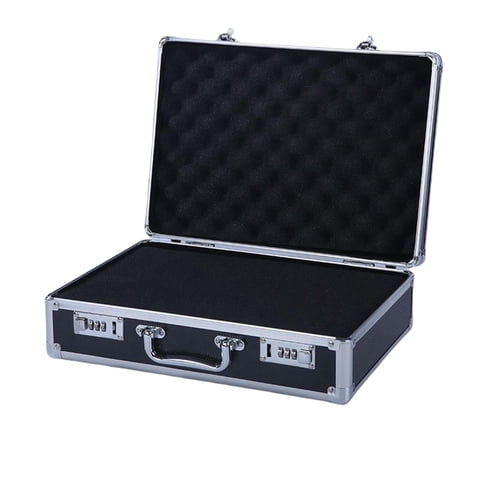 Magideal - Caja De Herramientas Maletín Instrumento Estuche De Herramientas Caja De Almacenamiento De Archivos Equipo De Seguridad Portátil Impermeable , Bloqueo Mediano Negro