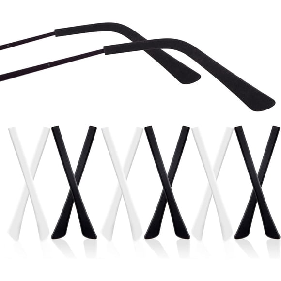 Puntas para Patillas de Gafas YSIUENG de Silicona 12 Pares Negro y Blanco
