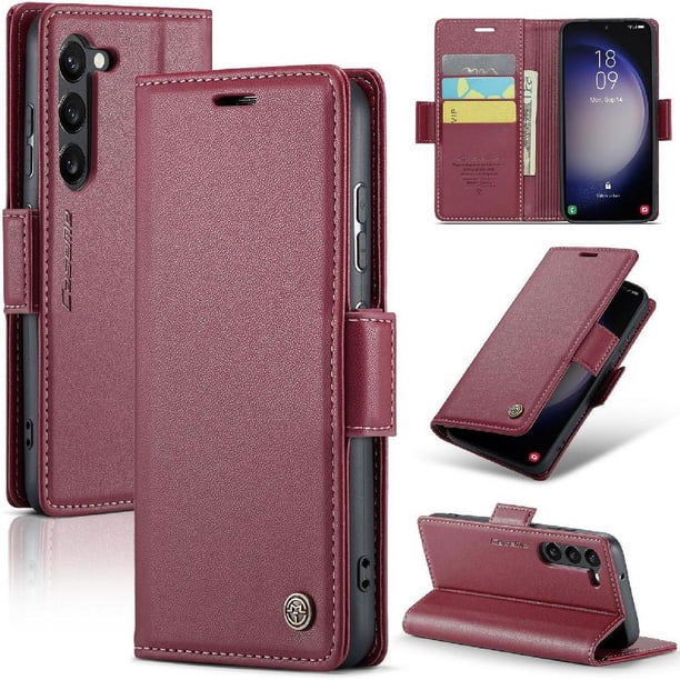 CaseMe tipo cartera Samsung Galaxy S23 con cierre magnético, RFID, tarjetero, soporte, carga inalámbrica