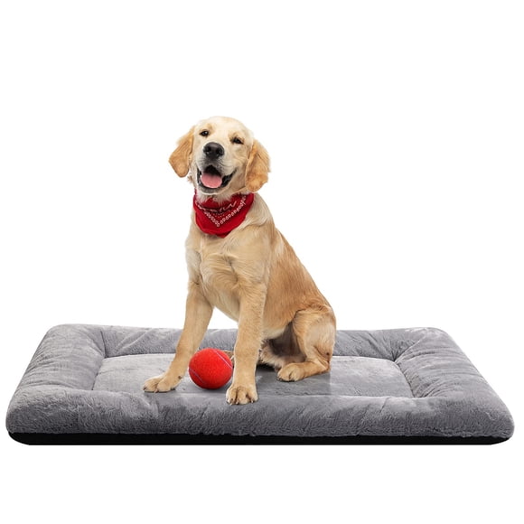 Almohadilla para cama para perros VERZEY, ultrasuave, lavable, gris, 90 x 60 cm