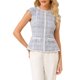 thumbnail image 4 of INSPIRE CHIC Blusa Elegante de Tweed para Mujer Cuello Redondo Manga Corta de Oficina con Peplum Talla S Azul Claro, 4 of 5
