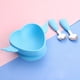 thumbnail image 3 of 1set Heart Shaped Silicone Bowl Set With Spoon And Fork, Baby Cutlery Set With Storage Box For Self-Feeding Training, Baby Elbow Food Supplement Fork Spoon, Bendable Rice Spoon, Food Silicone Elbow Sp, 3 of 4
