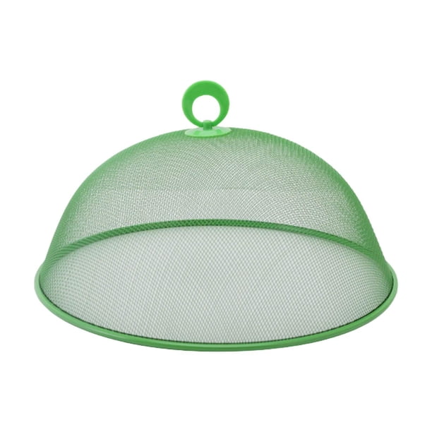 Cubierta de malla metálica para alimentos, cubierta de placa de pantalla de cúpula sólida, reutilizable, de 11.02 pulgadas, para refrigerios de fiesta Verde