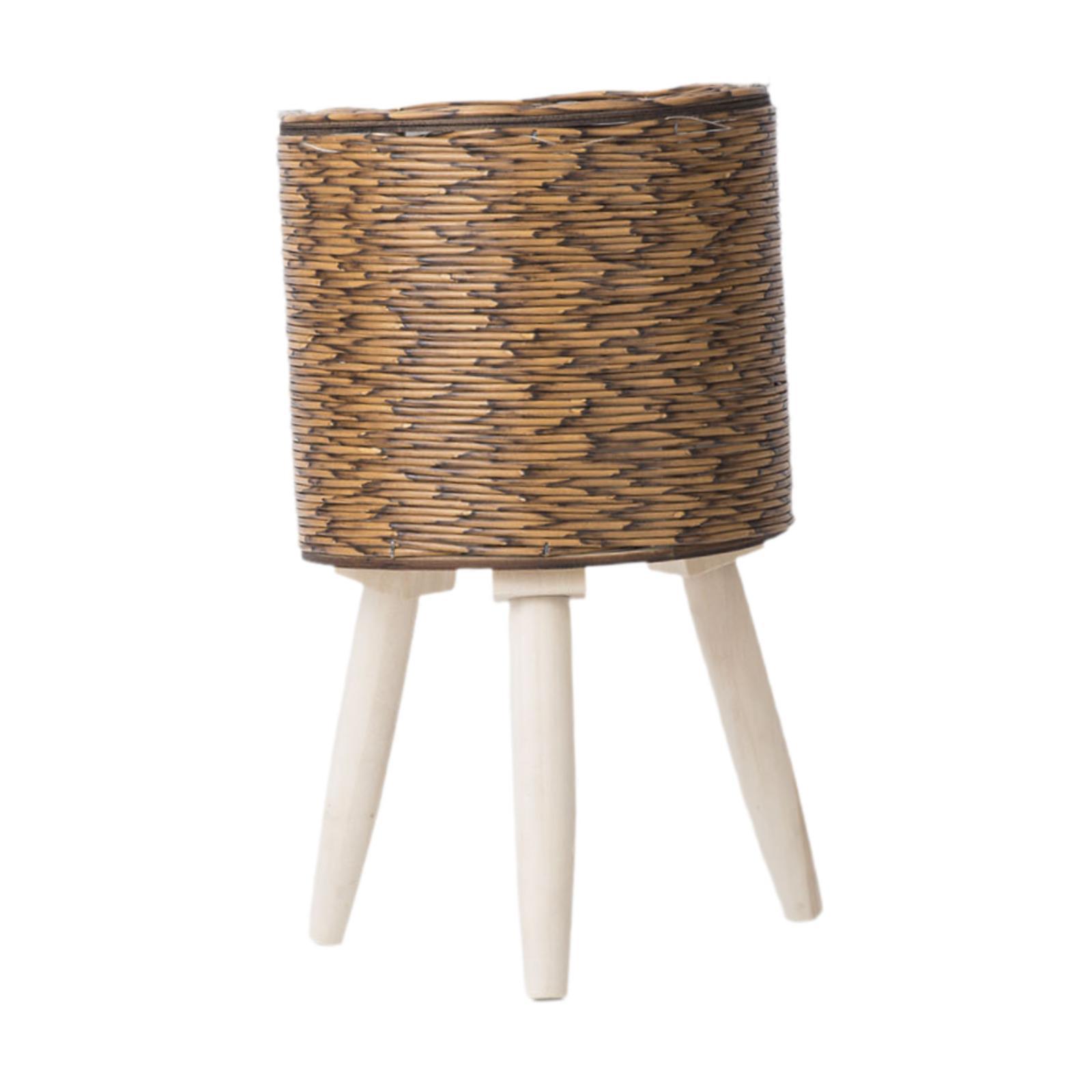 Ioensy - Maceta Tejida Con Patas De Madera Para Patio, Bar, Color Marrón