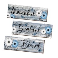 Bothyi - Letrero De Madera Rústica De 3 Piezas, Letrero De Pared De Madera Para Comedor, Bar, Sala De Estar, Azul Y Blanco