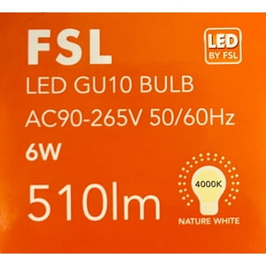 Pack X3 Ampolletas Led Gu10 6W- (Luz Neutra) Fsl