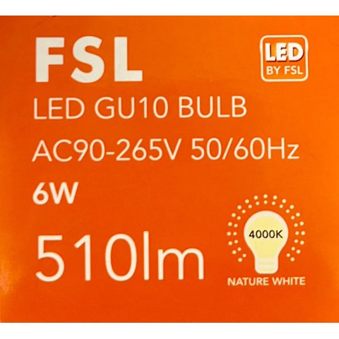 Pack X3 Ampolletas Led Gu10 6W- (Luz Neutra) Fsl