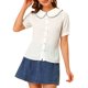 thumbnail image 5 of INSPIRE CHIC Blusa de Mujer con Cuello Peter Pan y Ribete de Volantes a Cuadros con Botones XS Blanca, 5 of 8
