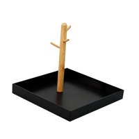 Magideal - Bandeja De Joyería Con Ganchos De Almacenamiento, Bandeja Para Llaves De Entrada, Organizador Colgante De 3 Niveles Para Pulseras De Teléfono, Tocador Negro