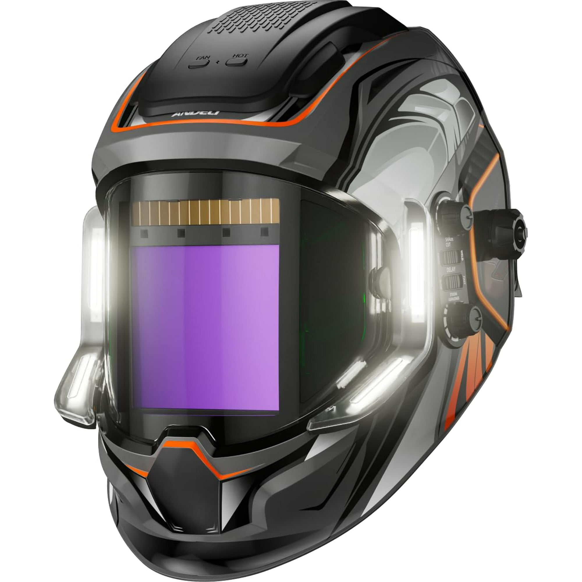 Casco De Soldadura Andeli Con 4 Luces Led, Oscurecimiento Automático, Color Verdadero