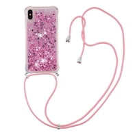 Funda Foxdock Para Iphone Xs Max Con Cuerda Ajustable, Brillo Líquido, Protección Antigolpes Y Lente – Ideal Para Regalo