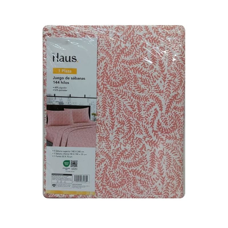 Haus - Juego De Sábanas 1 Plaza 144 Hilos 48% Algodón