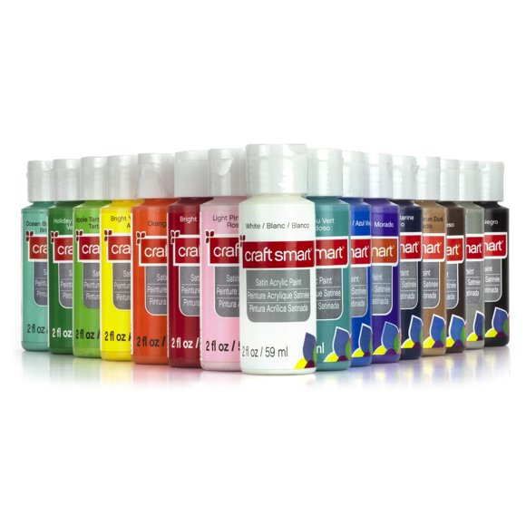 Pintura acrílica Craft Smart 59 ml, paquete de 16, acabado satín