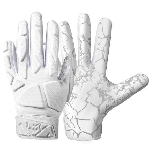 Guantes de Fútbol Americano WVVOU Blancos Talla L con Acolchado para Receptor
