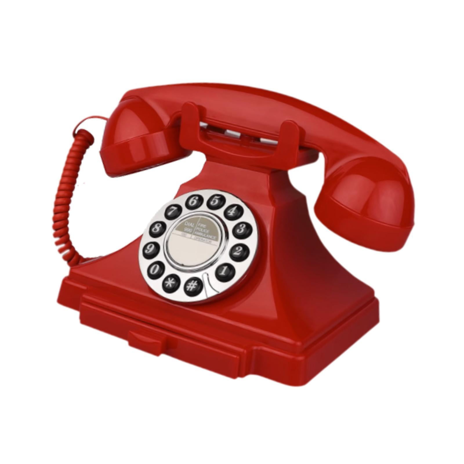 Magideal - Adorno De Escritorio Para Teléfono Con Cable, Diseño Retro, Práctico Decorativo, Diseño Retro Con Cable, Decoración Del Hogar Para Cafetería Y Sala De Rojo