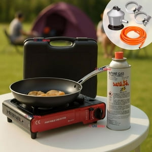 Line - Cocina Cocinilla Camping Portátil + Kit Instalación + Sartén + Lata