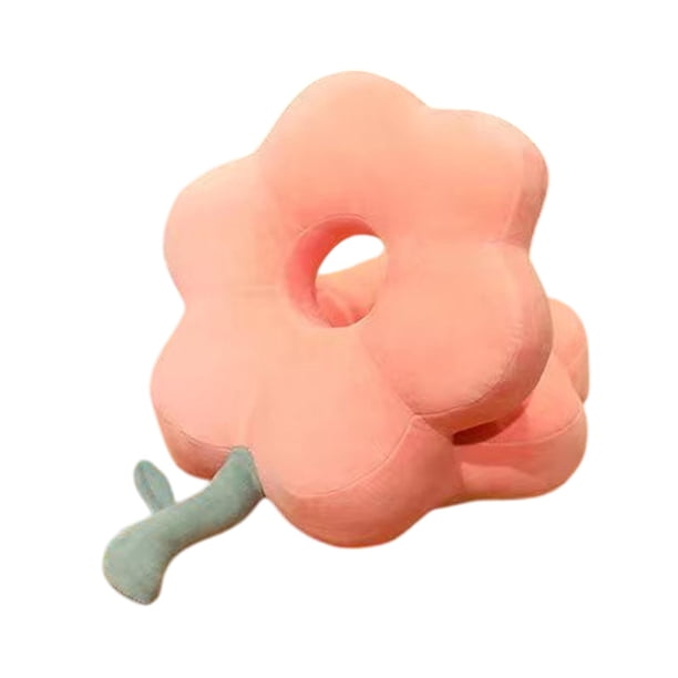 Almohada de escritorio almohada de viaje al almohada forma de flores portátiles cómodas almohada de cuello de cojín negro para el dormitorio del hotel rosa