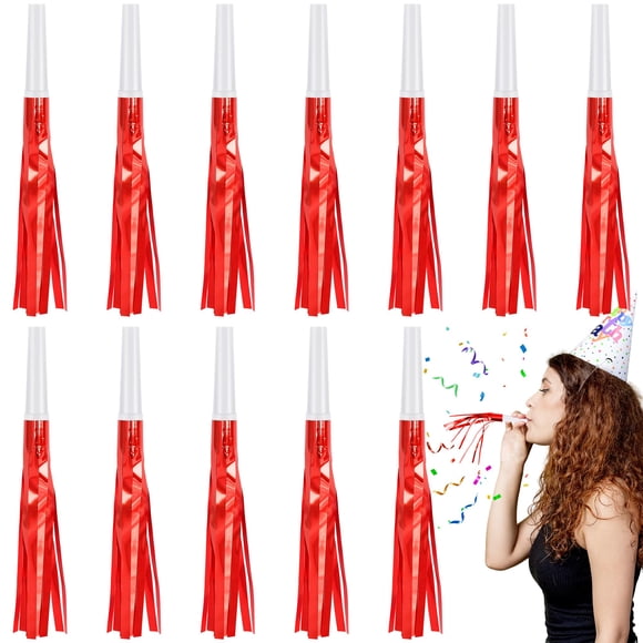 Silbatos de fiesta senqiclound 12 uds rojo brillante metálico