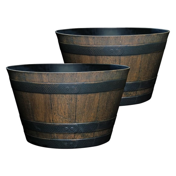 Maceta tipo barril Flower Pot Barrel Planter Classic Home & Garden 52 cm, paquete de 2