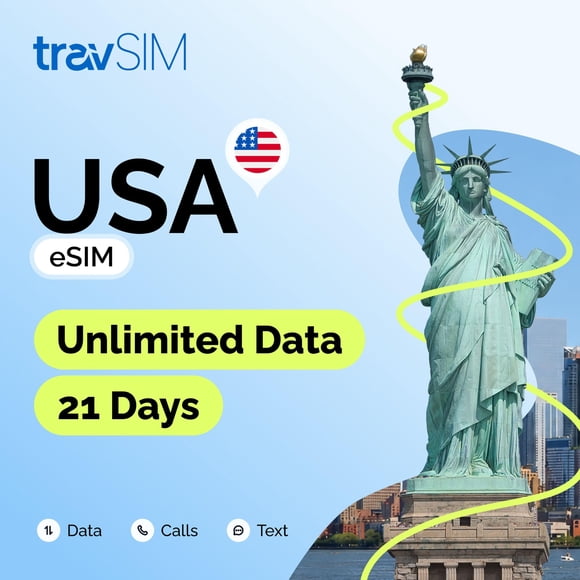 Tarjeta SIM travSIM EE. UU. 21 días de datos ilimitados 5G/4G