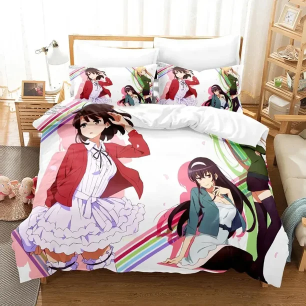 Saekano Bedding Set Duvet Cover Bed Set Quilt Cover Pillowcase Comforter Boys Adult Bedding Set Bed Sheets