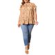 thumbnail image 2 of GRACE & GRANDEUR Blusas de Vacaciones de Verano con Estampado Floral para Mujer de Talla Grande, Cuello con Lazo y Mangas con Volantes 3X Naranja, 2 of 6