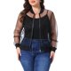 thumbnail image 1 of Chaqueta Bomber de Encaje Floral con Manga Larga para Mujer de Talla Grande Agnes Orinda 1X Todo Negro, 1 of 6
