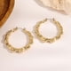 thumbnail image 3 of Aretes de Aro de Bambú Chapados en Oro de 14K para Mujer, Aretes de Aro Grandes de 5 Cm Redondos/corazón, Joyería Llamativa de Hip Hop para Fiesta, Uso Diario, 3 of 8