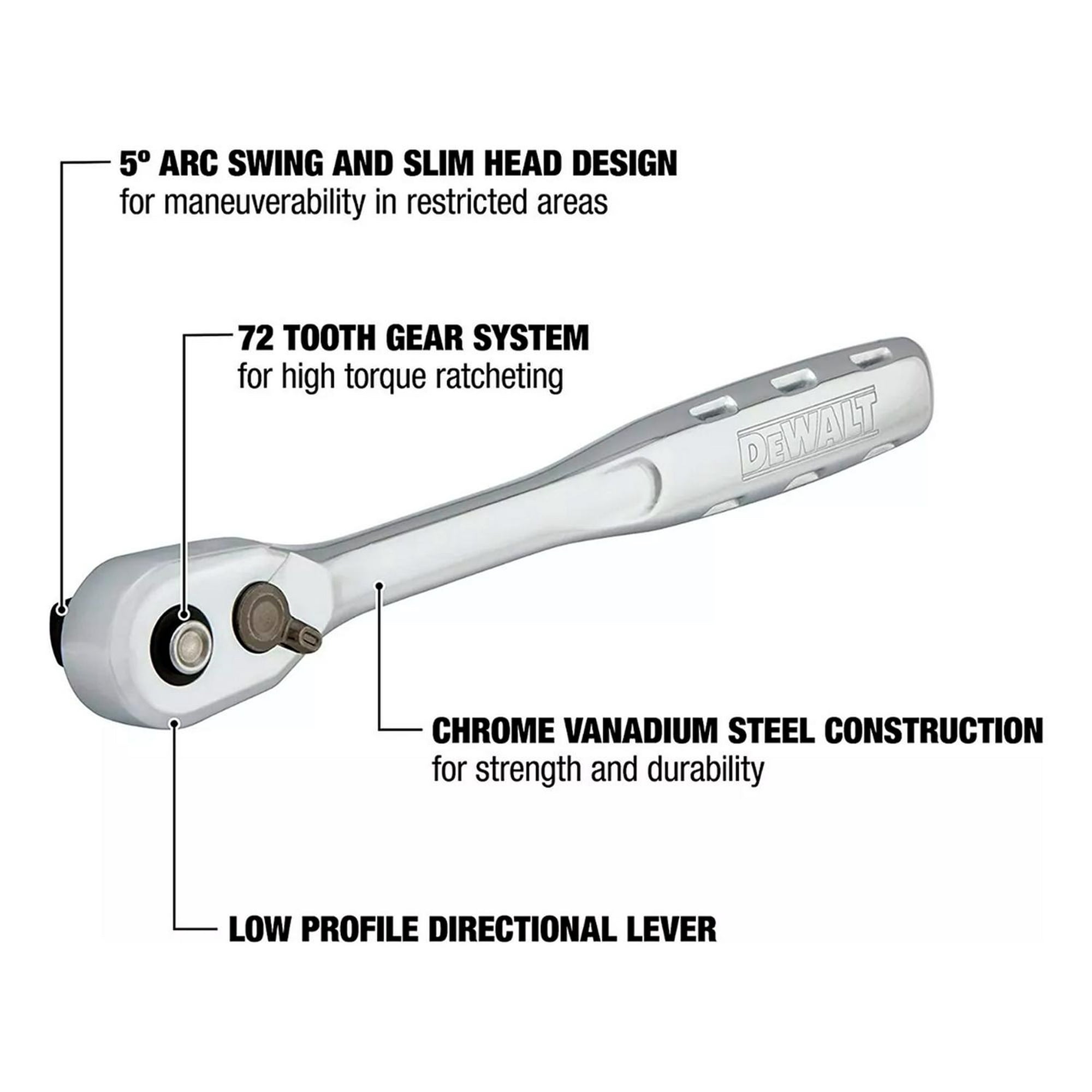 Chicharra 1/2 Dewalt Dwmt81098 - Liberación Rápida 72 Dient Plateado