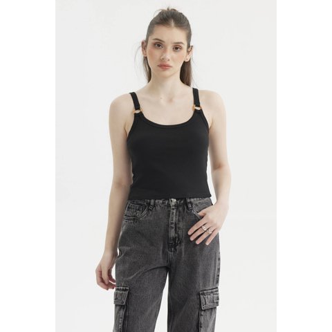 Fashionspark - Polera Mujer Tirante Argolla Negro