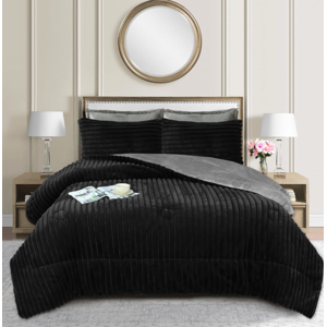 Tecnocasa - Cobertor Con Chiporro Texturizado Lineal 2 Plazas Color Negro