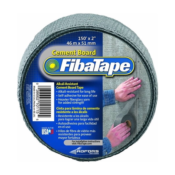 Cinta adhesiva para placas de cemento FibaTape FDW8436-U, 5 cm x 46 m, color gris