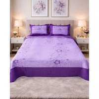 Imac Hogar - Cubrecama Quilt Bordado King Mas Fundas De Almohadas Estilo Botánico