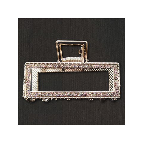 Besty - Traba Metálica Garra Rectangular Brillo Para Cabello Brillo Tornasol