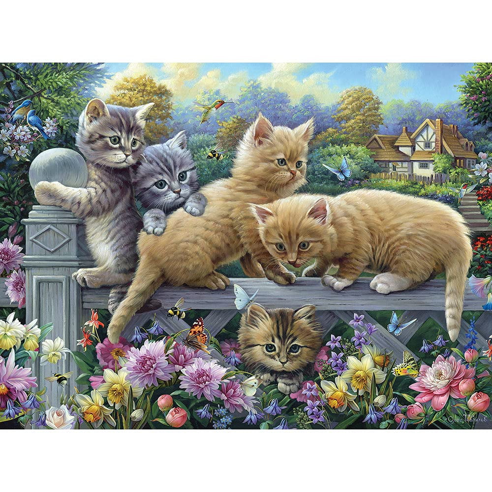 Bits And Pieces - Rompecabezas Con Forma De Gatitos En Una Valla, 500 Piezas