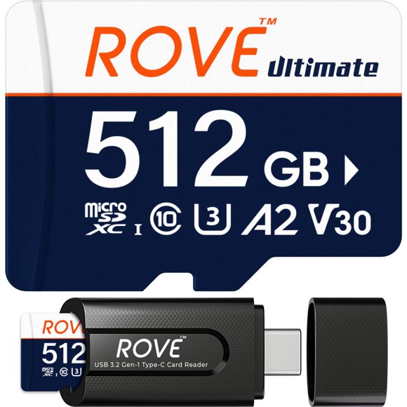 Tarjeta de memoria ROVE Ultimate microSDXC de 512 GB con USB 3.2 tipo C