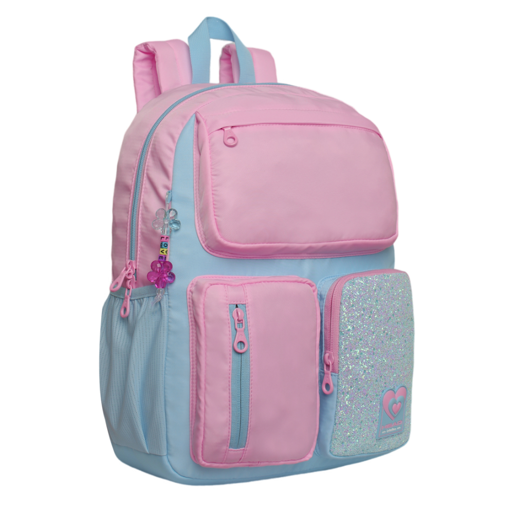 Mochila Infantil Niña Funny Brillo Block Rosado Head