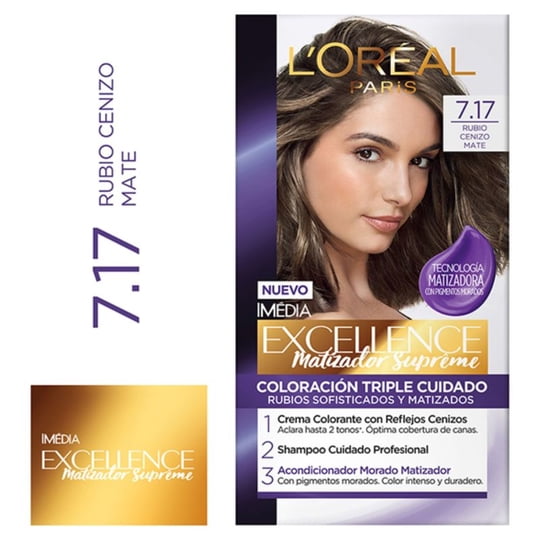 Coloración Excellence Cabello Rubio Cenizo Matte Tono 7.17
