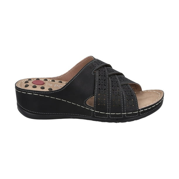 Sandalia Mujer Negro Plataforma Tamara Police