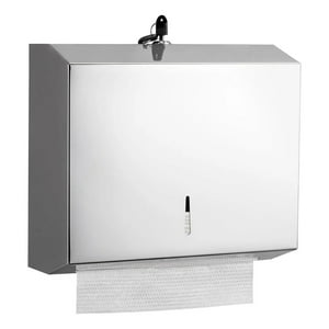 Genérica - Dispensador De Papel Interfoliado Acero Diseño Liso Corto Superficie Mate Antihuellas 28.5X26.5X10Cm