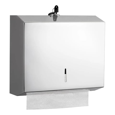 Genérica - Dispensador De Papel Interfoliado Acero Diseño Liso Corto Superficie Mate Antihuellas 28.5X26.5X10Cm