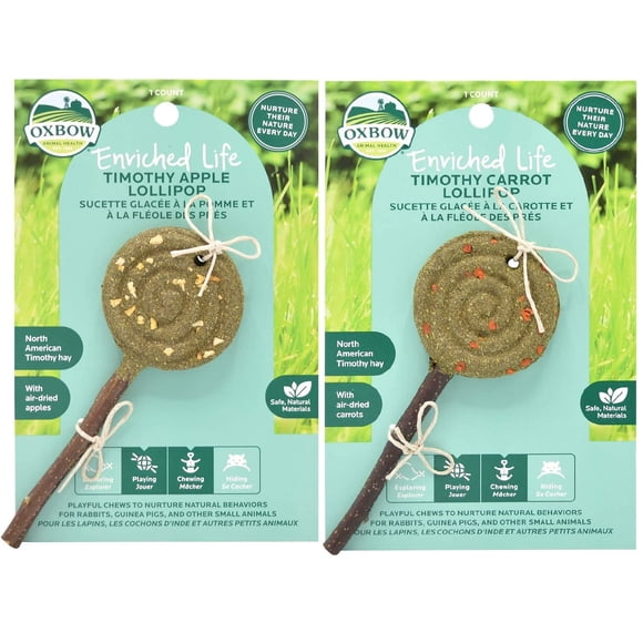 Paquete de salud animal Oxbow Enriched Life Timothy Lollipop