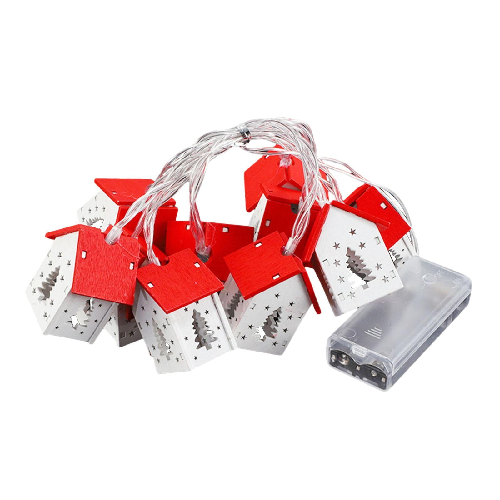 Gazechimp - Guirnalda De Luces Led De Madera Para Casa De Navidad, Manualidades Para Árbol De Navidad De Granja, 2 M, 10 Luces, Árbol De Navidad