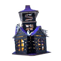 Magideal - Halloween, Casa Embrujada, Kit De Bricolaje, Decoración De Mesa, Letrero, Decoración De Mesa, Juguete De Construcción, Regalos, Castillo De Madera Par