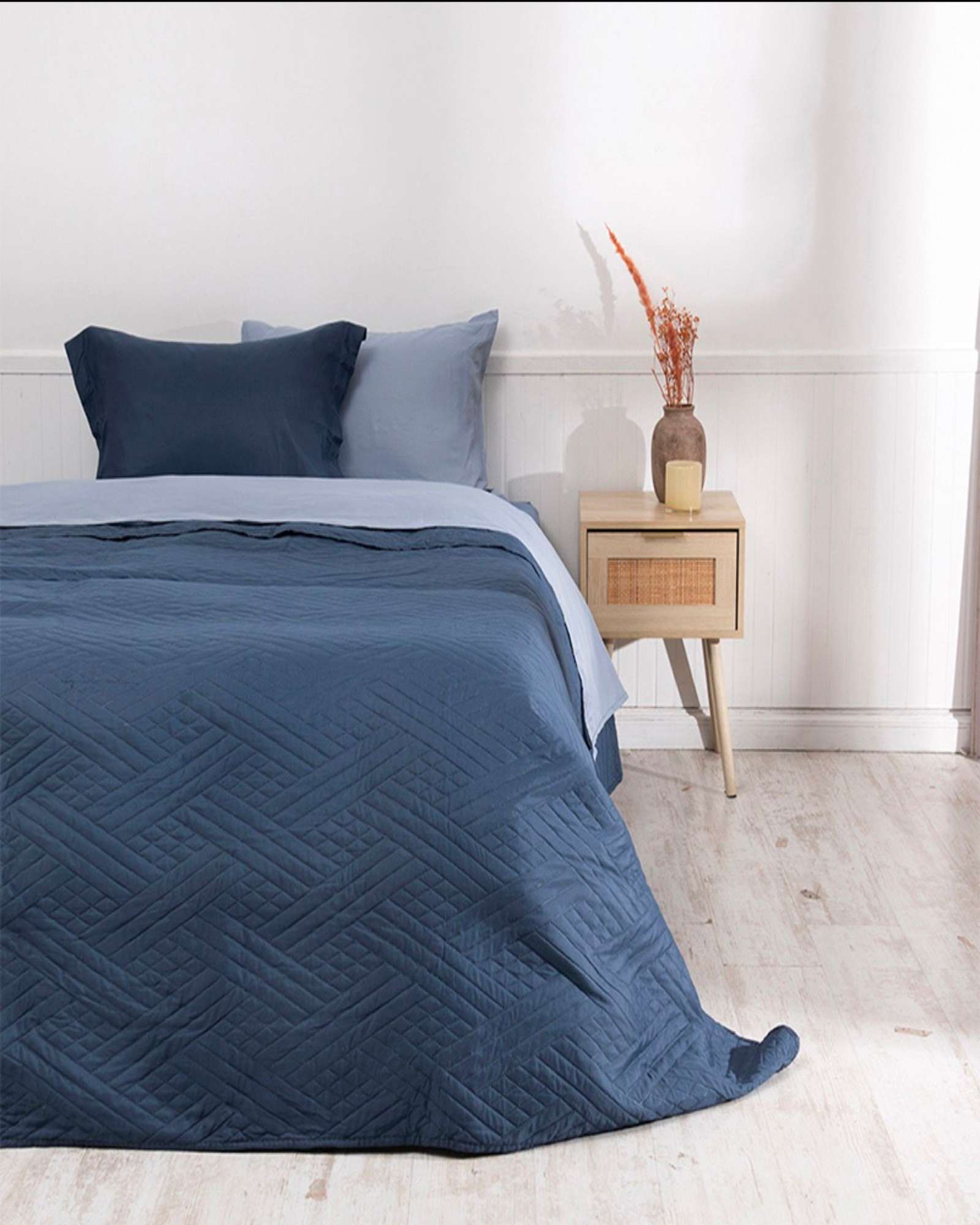 Cubrecama Quilt Mas Juego De Sábana Liso King Mashini