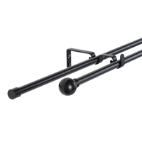Metalhsa - Set Barras Para Cortina Doble 16/19 Mm Extensible De 170-320 Cm Negro Bola
