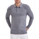 thumbnail image 4 of Camiseta de Polo de Manga Larga para Hombre de Color Sólido de Negocios Tejida XL Gris, 4 of 6